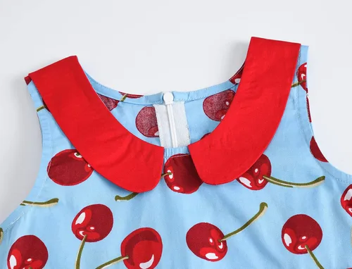 Vista 4 de Vestido vintage de 3 a 12 años con estampado de lunares, vestido de fiesta sin mangas, vestido de fiesta para ocasiones especiales