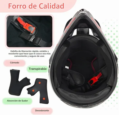 Vista 6 de Youth Dirt Bike ATV Off Road Motorcycle Helmets DOT Approved SY-rojo