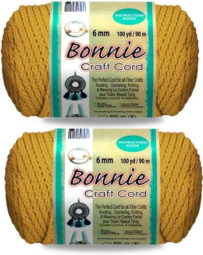 Vista 45 de Pepperell Bonnie - Cordón de macramé trenzado 6 mm x 91.4 m Almendra (Paquete de 2) Cordón de polipropileno retorcido para manualidades DIY
