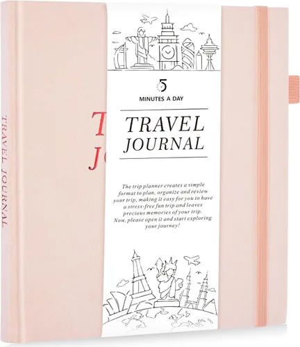Vista 7 de 5 MINUTES A DAY Diario de Viaje para Mujeres, Libro de Aventuras para 20 Viajes, Cuaderno Planificador de Viajes para Viajeras, Planificador de Beige