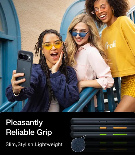 Vista 5 de TORRAS Funda a prueba de golpes para Google Pixel 9 Pro XL [prueba de caídas de grado militar de 16 pies], translúcida, delgada, protectora, Negro