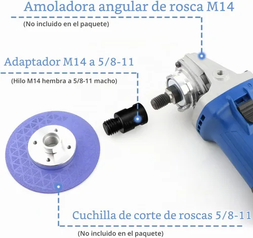 Vista 4 de Mesee 2 adaptadores de fijación para amoladora angular M14 hembra a 5/8 "-11 macho adaptador de rosca herramienta de conversión M14 adaptador