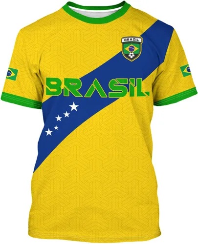Vista 8 de Camiseta de fútbol con la bandera nacional, ropa de entrenamiento de fútbol, camiseta al aire libre, cuello redondo, manga corta a la moda
