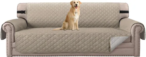 Vista 83 de H.VERSAILTEX Funda de sofá resistente al agua para sofá de 3 cojines, reversible, protector de muebles acolchado con correa elástica, funda de sofá