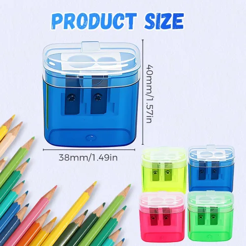 Vista 8 de Sacapuntas con tapa, sacapuntas manual de mano de doble agujeros para lápices estándar y jumbo, sacapuntas compacto y lindo para niños, adultos