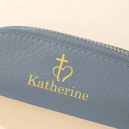 Vista 6 de BYFDIY Estuche de rosario personalizado con cremallera de cuero con nombre personalizado, bolsa de rosario de cruz, soporte de rosario de viaje