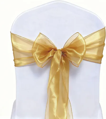 Vista 16 de Paquete de 50 bandas para sillas de organza negra, lazos para silla para decoración de fiestas, bodas, conferencias, sillas de gasa universales