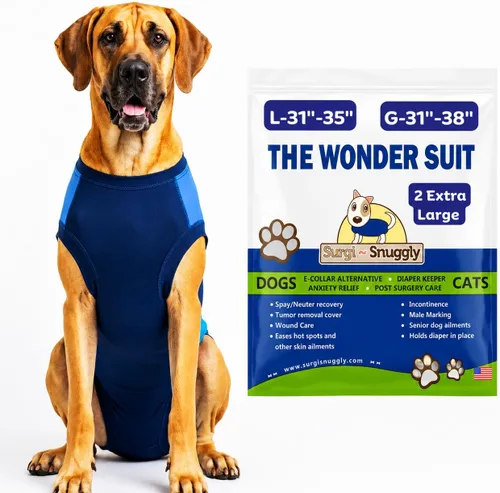 Vista 16 de SurgiSnuggly Traje de Recuperación Quirúrgica Inventado por Veterinarios para Perros Hembra o Macho, Esterilización, Castración, Mameluco, El Traje