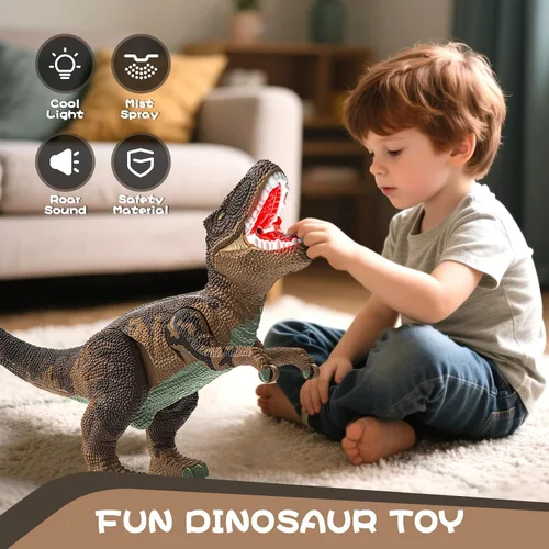 Vista 8 de Juguetes de dinosaurio grande para niños de 3 a 9 años, juguete de figura de dinosaurio grande Tyrannosaurus rex con almacenamiento en la barriga