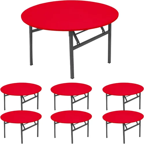 Vista 10 de Fivenl Paquete de 6 manteles de elastano para mesas redondas de 5 pies, manteles redondos elásticos ajustables lavables con borde elástico