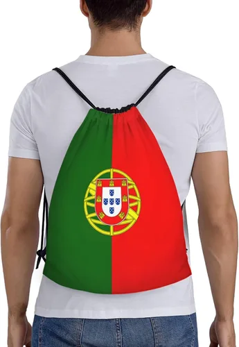 Vista 2 de Portugal Mochila con cordón para yoga, playa, ligero, gimnasio, deportes, cuerda, portugués, decoración al aire libre, Negro -, Classic
