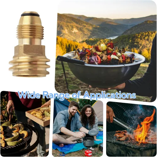 Vista 7 de Paquete de 2 adaptadores de tanque de propano POL a QCC1 de latón – Adaptador de válvula de tanque LP resistente para parrillas de barbacoa