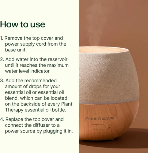 Vista 2 de Plant Therapy Home Drift Linen - Difusor de aceite esencial, elegante cubierta de lino que añade un toque suave y natural a cualquier espacio