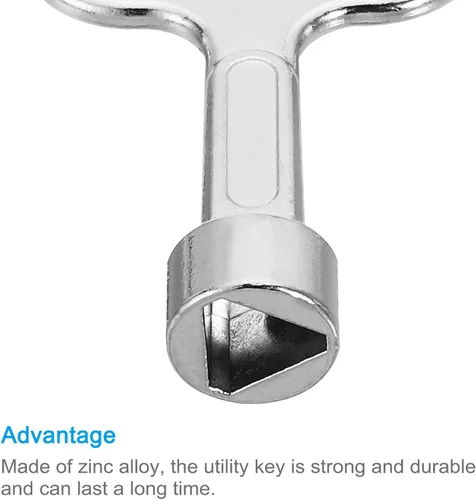 Vista 4 de PATIKIL Llave de enchufe triangular de 0.315 in y 0.354 in, 1 juego/4 piezas llave de medidor de agua a gas para ascensor puerta de elevación