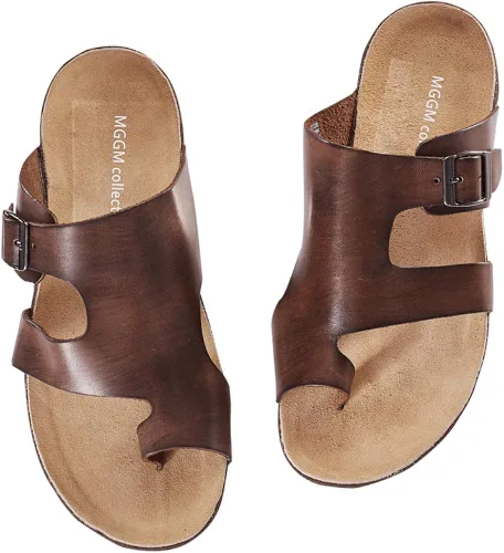 Vista 2 de Sandalias de cuero de vaca para hombre Jerusalén, Mocasín