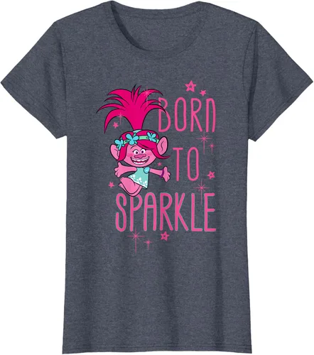 Vista 63 de DreamWorks Trolls Camiseta Born to Sparkle Negro