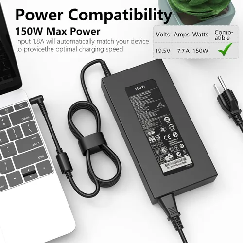 Vista 6 de Cargador adaptador de CA de 150 W compatible con HP ZBook 15 16 17 G3 G4 G5 G6 G7 ZBook Studio15 OMEN x by 15 17 ADP-150XB B 776620-001 917677-003