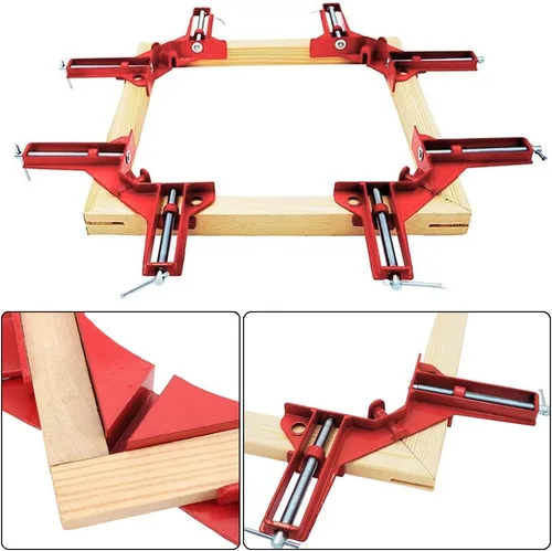 Vista 5 de 4 abrazaderas de ángulo recto de 90 grados, abrazaderas de esquina de aleación de aluminio, abrazadera cuadrada ajustable, herramientas manuales