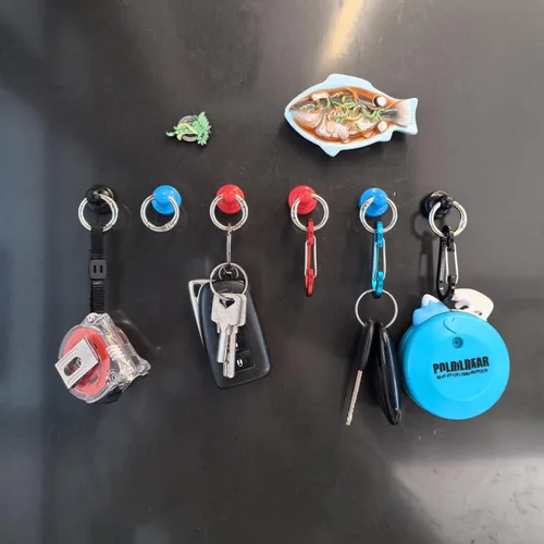 Vista 6 de Inf-way 3 unids Super Strong Magnet Split Rings Llavero Gancho Ganchos Magnético Net Release Holder/Refrigerador Imanes