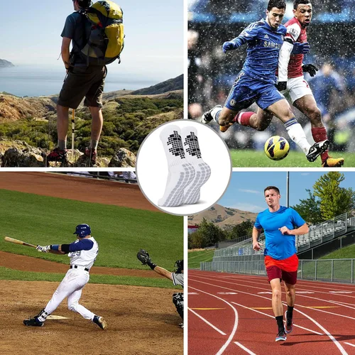 Vista 6 de 13 pares de calcetines de fútbol antideslizantes para hombre, almohadillas de agarre, calcetines atléticos para fútbol, baloncesto, deportes