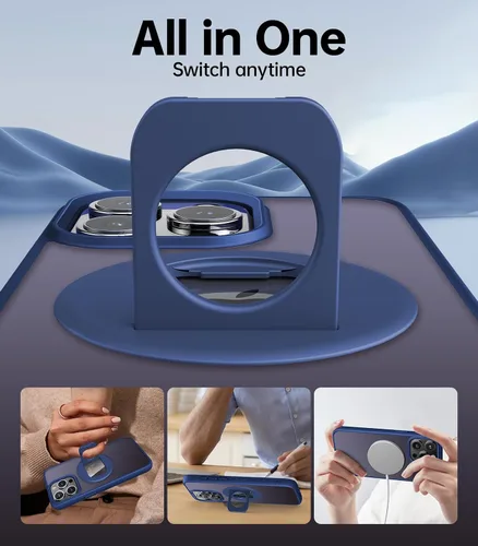 Vista 2 de Meifigno MagicRing Series - Funda diseñada para iPhone 15 Pro, soporte y soporte de anillo giratorio de 360°, compatible con MagSafe, protección
