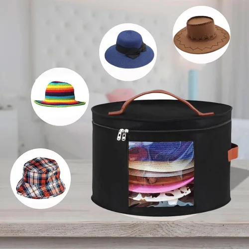 Vista 7 de Memfish Caja de sombreros para mujer, cajas de almacenamiento de 16.93 pulgadas de profundidad x 10.24 pulgadas de alto, organizador grande