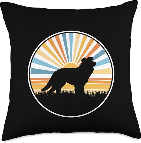 Vista 4 de Border Collie - Dog Mom Dog Dad Retro Sunset Pet Throw Pillow