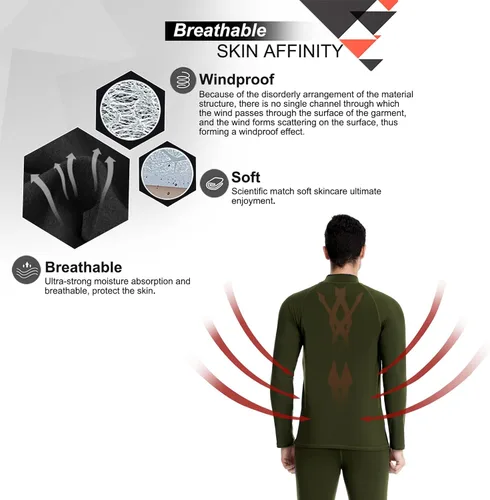 Vista 5 de MEETWEE Conjunto de ropa interior térmica para hombre, equipo de esquí de invierno, forro polar, capa base larga, cálida, parte superior e inferior