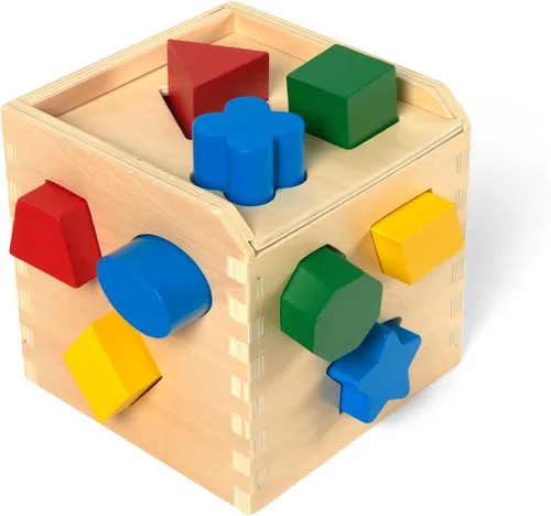 Vista 4 de Melissa & Doug Cubos de formas de Clasificación Clásico Juguete de Madera, Juguete de Desarrollo, Forma Fácil de Agarre, Construcción de Madera