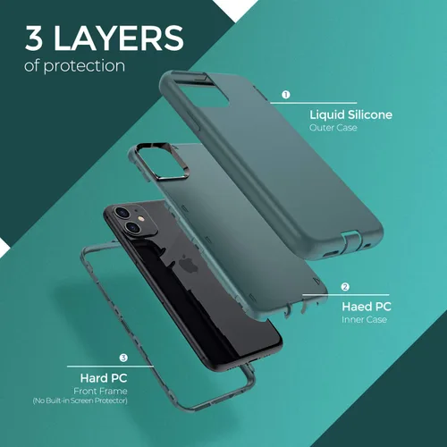Vista 3 de ORIbox - Funda compatible con iPhone 11 Pro, acabado suave al tacto de silicona líquida exterior
