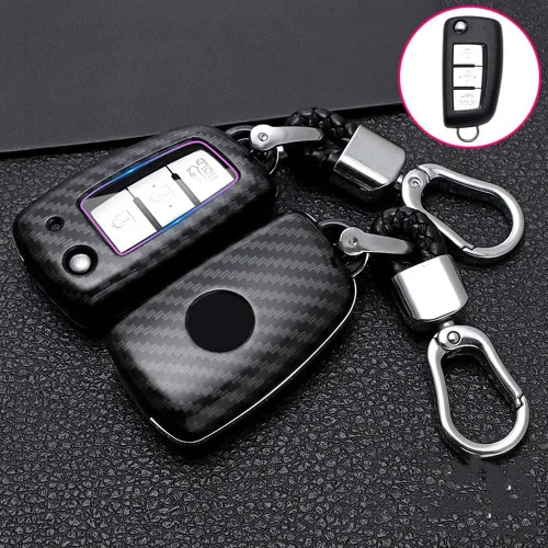 Vista 3 de SANRILY Funda de plástico ABS para llavero de 2/3/4 botones para Nissan Rogue Sport Rogue S Rogue Select 2019 2018 Sylphy Pulsar Frontier plegable