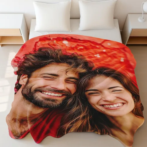 Vista 4 de Manta personalizada con imagen, manta personalizada con texto de fotos, manta de fotos personalizada para mamá, papá, hermana, amigos, para 1 Foto