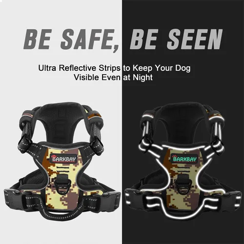 Vista 199 de BARKBAY - Arnés para perro sin tirones con clip frontal, material resistente y reflectante, asa de fácil control para pasear perros grandes