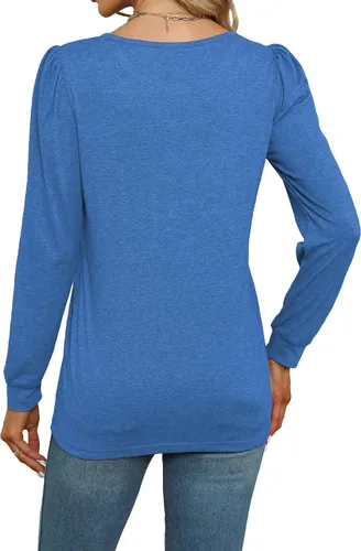 Vista 3 de JomeDesign Camisetas casuales de manga larga con cuello redondo para mujer