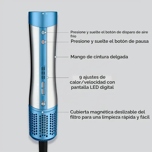 Vista 3 de BaBylissPRO StyleSwitch Ionic Multi-Styler, Air Styler y secador de pelo, cepillo de aire caliente ligero, 5 accesorios, 9 ajustes de Azul