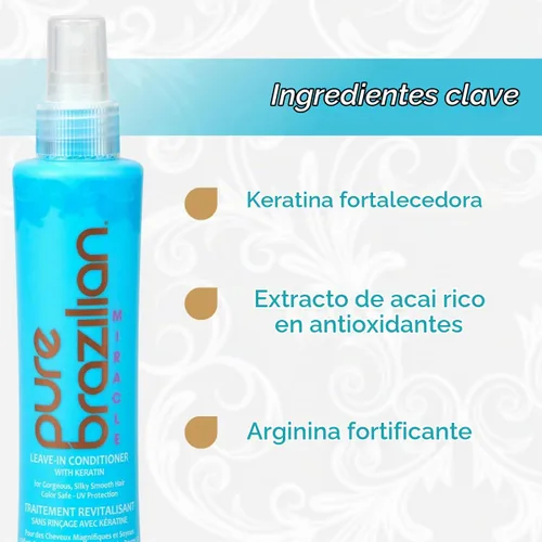 Vista 3 de Pure Leave-In Acondicionador con Queratina Brasileña, 6,78 onza