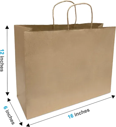 Vista 2 de orange river vogue - Bolsas de papel kraft de 16 x 6 x 12 pulgadas con asas trenzadas (250)