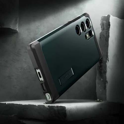 Vista 3 de Spigen Funda Tough Armor diseñada para Galaxy S23 Ultra (2023) [Soporte de apoyo] [Protección de grado militar] - Abyss Green