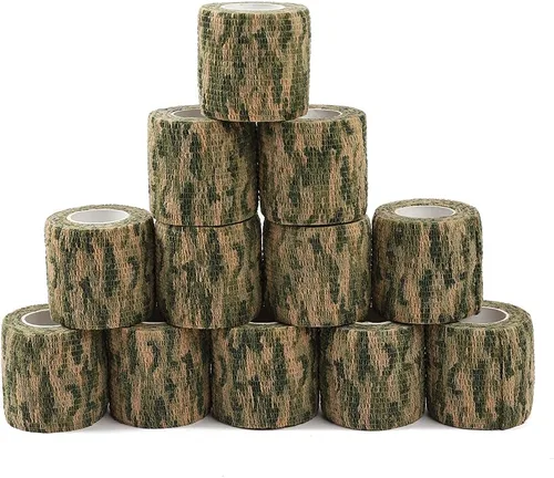 Vista 8 de Paquete de 12 vendajes autoadhesivos, cinta cohesiva de camuflaje (camuflaje beige)