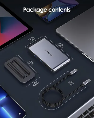Vista 7 de LENTION Estación de acoplamiento para portátil USB C desmontable 10 en 1 con HDMI dual 4K a 60Hz, carga PD, USB C, USB-A, lectores de tarjetas