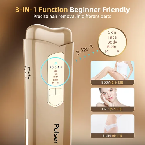 Vista 3 de Depilación IPL para hombres y mujeres. Resultado permanente con 5 niveles de energía y sistema integrado de enfriamiento de hielo para una