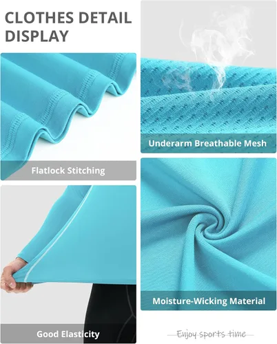 Vista 4 de Runhit Camisas de compresión para hombre de manga larga fresca y seca atlética, camisetas de entrenamiento para pesca y sol, mallas térmicas