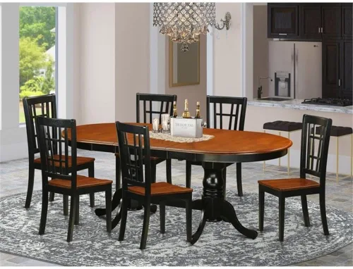 Vista 2 de Atlin Designs Sillas de mesa y comedor de 7 piezas en negro/cereza
