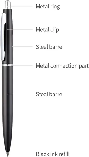 Vista 5 de ChaoQ 6 bolígrafos retráctiles de metal, para regalo, negocios, oficina, tinta negra de punta media de 1.0mm, 12 repuestos extra reemplazables