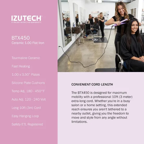 Vista 9 de IZUTECH BTX450 One Inch Styler Algodón Rosa
