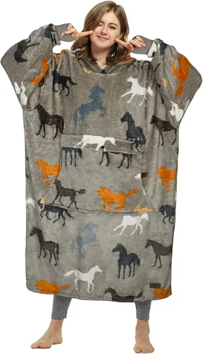 Vista 14 de Catalonia - Sudadera gigante tipo manta con capucha, sudadera con forro polar y bolsillo frontal grande, para adultos, hombres, mujeres