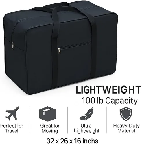Vista 16 de Bolsa de viaje de carga cuadrada de 24 pulgadas Bolsa Maleta de Lona 50 Lb Cap equipaje Tote, Negro