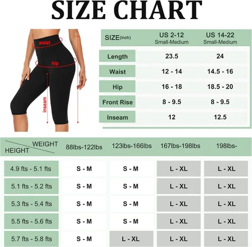 Vista 6 de FULLSOFT Paquete de 2 leggings hasta la rodilla para mujer, pantalones cortos capri de cintura alta, leggings de yoga casuales de verano