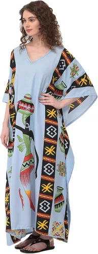 Vista 3 de Gypsie Blu Long Caftan for Women Plus Size Beach Cover Up Casual Kaftan Maxi Gown Dress Loungewear House Dresses for Summer