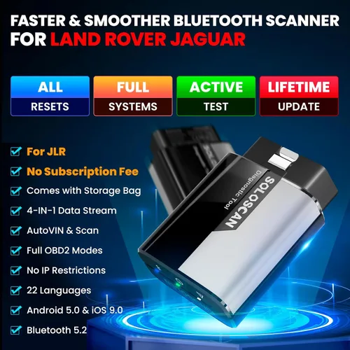Vista 4 de KINGBOLEN Soloscan para Land Rover Jaguar OBD2 escáner Bluetooth, servicio de restablecimiento, herramienta de escaneo bidireccional para iOS